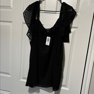 Torrid Black Clip Dot Cold Shoulder Blouse
